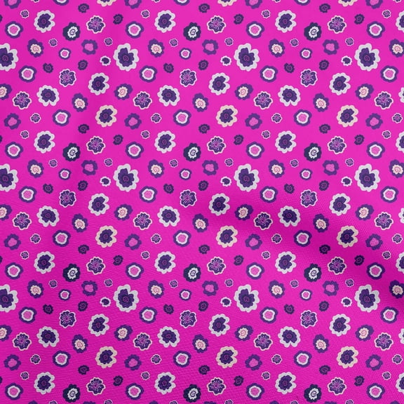 oneOone Georgette Viscose Fuschia Pink Fabric Asian Retro Floral Craft Projects Decor Fabric Printed By The Yard 42 Inch Wide