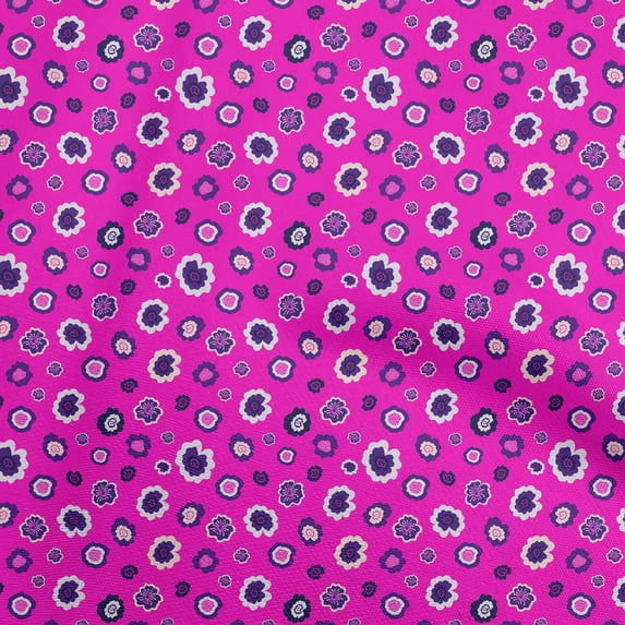 oneOone Viscose Jersey Fuschia Pink Fabric Asian Retro Floral Fabric For Sewing Printed Craft Fabric By The Yard 60 Inch Wide