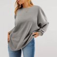 thumbnail image 6 of Bxsruta Blouse for Women, Womens Oversized Sweatshirts 2024 Casual Crewneck Long Sleeve Knit Tops Pullover, Gray XL, 6 of 9