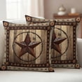 thumbnail image 3 of 2 Pack Outdoor Waterproof Throw Pillow Covers,Western Star Farm Brown Wood Grain Decorative Square Patio Pillowcases for Chair Couch Sofa 16x16in, 3 of 9