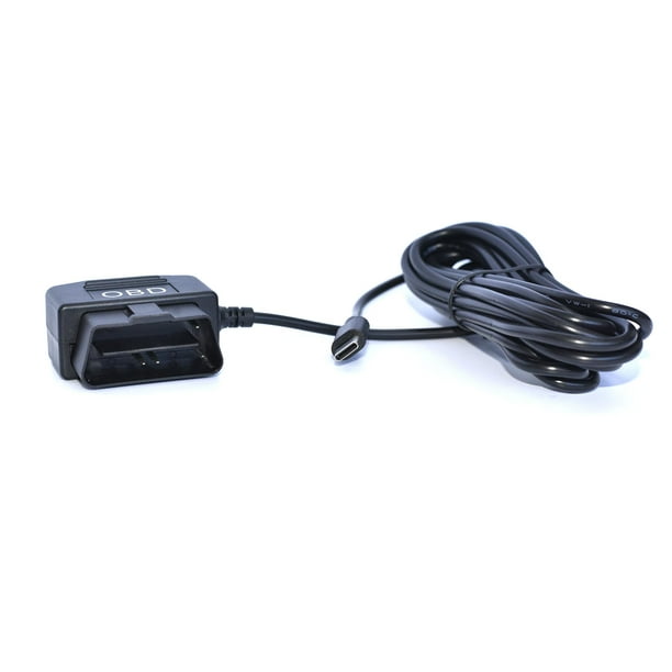OBD2 OBD Cable de alimentación para cámara de salpicadero TwinPa OBD a USB-C OBDII Cable cargador de cable duro 24 horas de vigilancia y Acc dos modos de 12-36 V a 5 V 3 A (puerto USB-C)