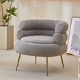 thumbnail image 4 of Royard Oaktree Accent Chair with Ottoman Upholstered Round Back Leisure Chairs with Gold Metal Legs Modern Teddy Boucle Chair and Footrest Set Single Sofa Chair for Living Room Bedroom， Gray, 4 of 7
