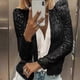 thumbnail image 3 of 2026 Women's Cardigan Long Sleeve Shiny Sequin Coat Open Front Casual Female Jacket, 3 of 5