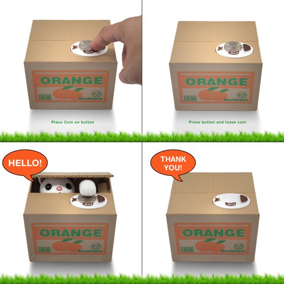 Matney Stealing Coin Cat Box Piggy Bank White Kitty English - m!   atney stealing coin cat box piggy bank white kitty english speaking great gift for any child walmart com