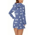 thumbnail image 5 of SYMOID Womens Blue Hooded Romper with Paw Print - Long Sleeve Short Bottom, 100% Polyester Soft Fleece-Like, Full Front Zipper for Loungewear/Sleepwear,Size M, 5 of 5