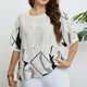 thumbnail image 2 of Blusa suelta de manga corta con cuello redondo para mujer, Tops de verano transpirables con estampado informal a la moda para uso diario al aire libre, 2 of 8