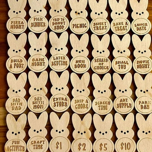 28PCS Easter Kids Reward Bunny Tokens, Easter Egg Tokens, Easter Tokens Pocket Tokens, Easter Bunny Reward Tokens