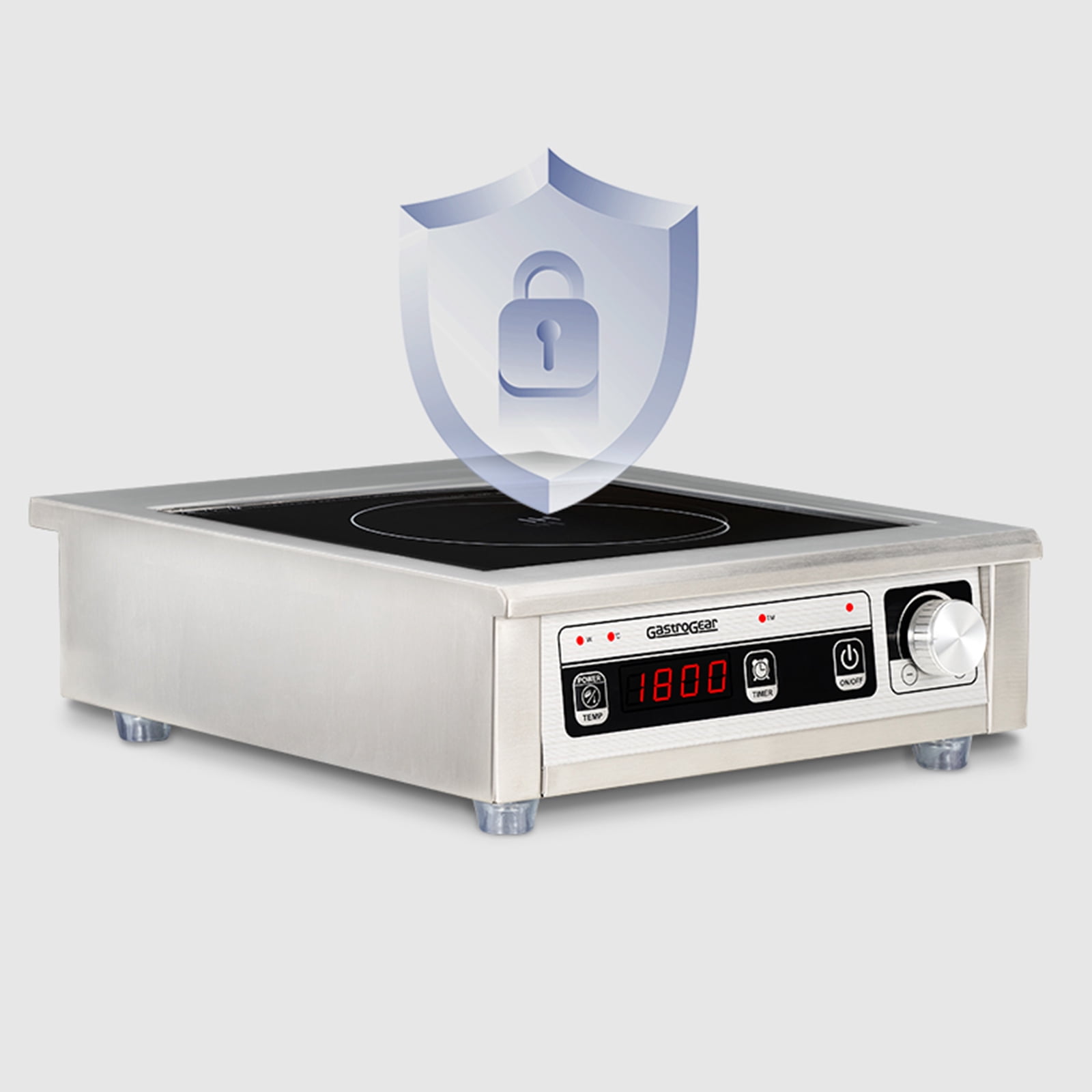 GastroGear 1800W 100V-185V Commercial Grade Induction Cooktop ETL-Certified Portable Electric Stove Countertop Burner with 9 Inch Heating Coil Hot Plate Electric Stove for Faster Cooking