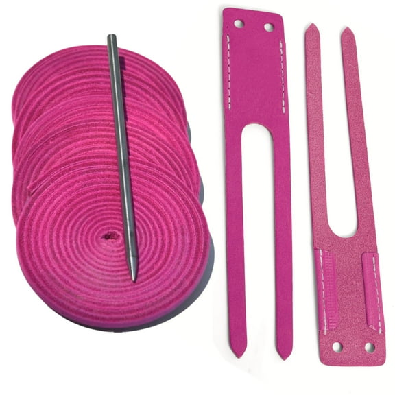 TOFL Baseball Glove Lace Kit | 6 Leather Glove Laces, a Lacing Needle, Set of Thumb & Pinky Straps | Heavy Duty Cowhide for Baseball & Softball Glove Relacing Kit | Pink