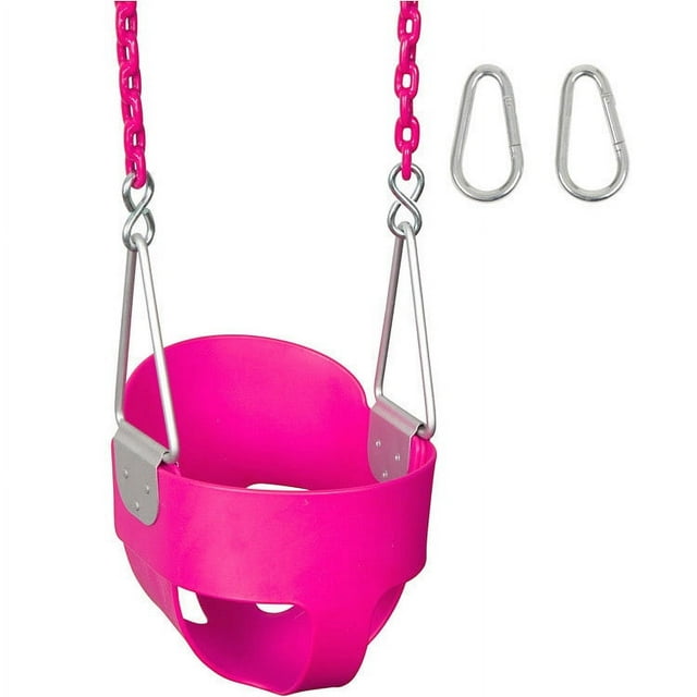 Swing Set Stuff Highback Full Bucket with 8.5' Coated Chain & SSS Logo Sticker, Pink