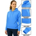 thumbnail image 4 of Womens Sea Blue Hooded Pullover Sweatshirt Casual Long Sleeves Quick Dry Eulene Fleece Hoodie (L), 4 of 5