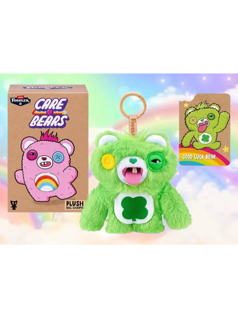 Fuggler Care Bear Bag Charm Plush Keychain, Good Luck Bear
