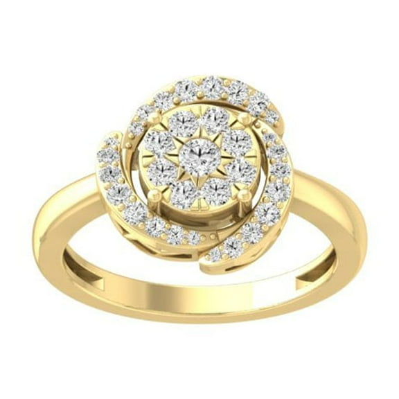 Araiya Fine Jewelry 10K Yellow Gold Round-shape Diamond Cluster Ring (1/2 Cttw, I-J Color, I2-I3 Clarity) Size 5.5
