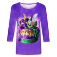 thumbnail image 5 of Ounisa Womens Funny Mardi Gras 3/4 Sleeve Sequins Mask Printed Shirts Tunics 2025 Trendy Holiday T-Shirts Carnival Pullover, 5 of 5