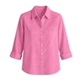 thumbnail image 7 of CFMIURAN Under $10 Womens Button Down Shirts, Linen Cotton Short Sleeve Button Up Top Spring Summer Casual Dressy V Neck Work Blouses (Hot Pink, M), 7 of 7