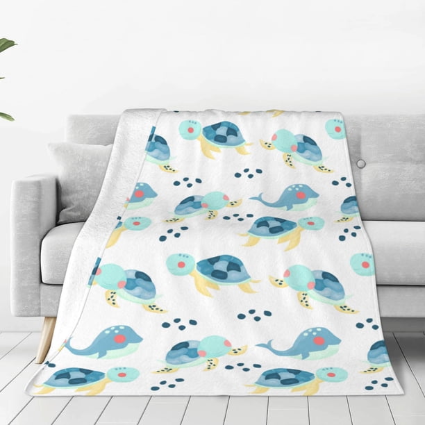 Balery Sea Turtle Manta de Felpa Suave y Acogedora – Cobija de Franela Aterciopelada para Cama, Lavable y Cálida para Sofá, Mascotas, Transpirable-60"x50"