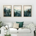 thumbnail image 5 of Watercolor Misty Forest Framed Canvas Wall Art Set, Nature Landscape Wall Decor, Foggy Mountain Pine Trees Wall Painting, Jungle Scenery Artwork for Living Room, Bedroom, Office - 16"x24"x3, 5 of 6