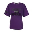 thumbnail image 4 of KIHOUT Nouveaux Hauts de Mode d'Été pour Femmes 2024, T-Shirt Décontracté à Manches Courtes à Col Rond Imprimé de Lettres à la Mode pour Dames Violet m, 4 of 5