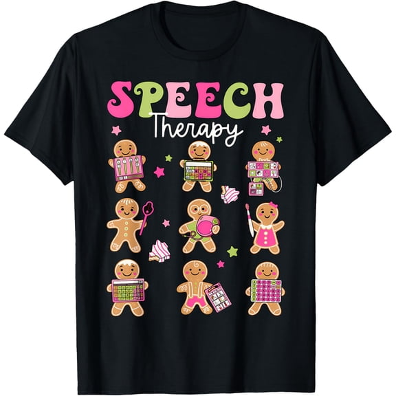 Speech Therapy Christmas SLP Therapy Cookies Gingerbread T-Shirt