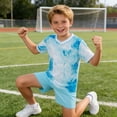 thumbnail image 5 of Amidoa Girls 2 Piece Outfits Summer Clothes Short Sleeve Cute T-Shirt and Casual Shorts Kids Clothing Sets Light Blue Size 2T, 5 of 7