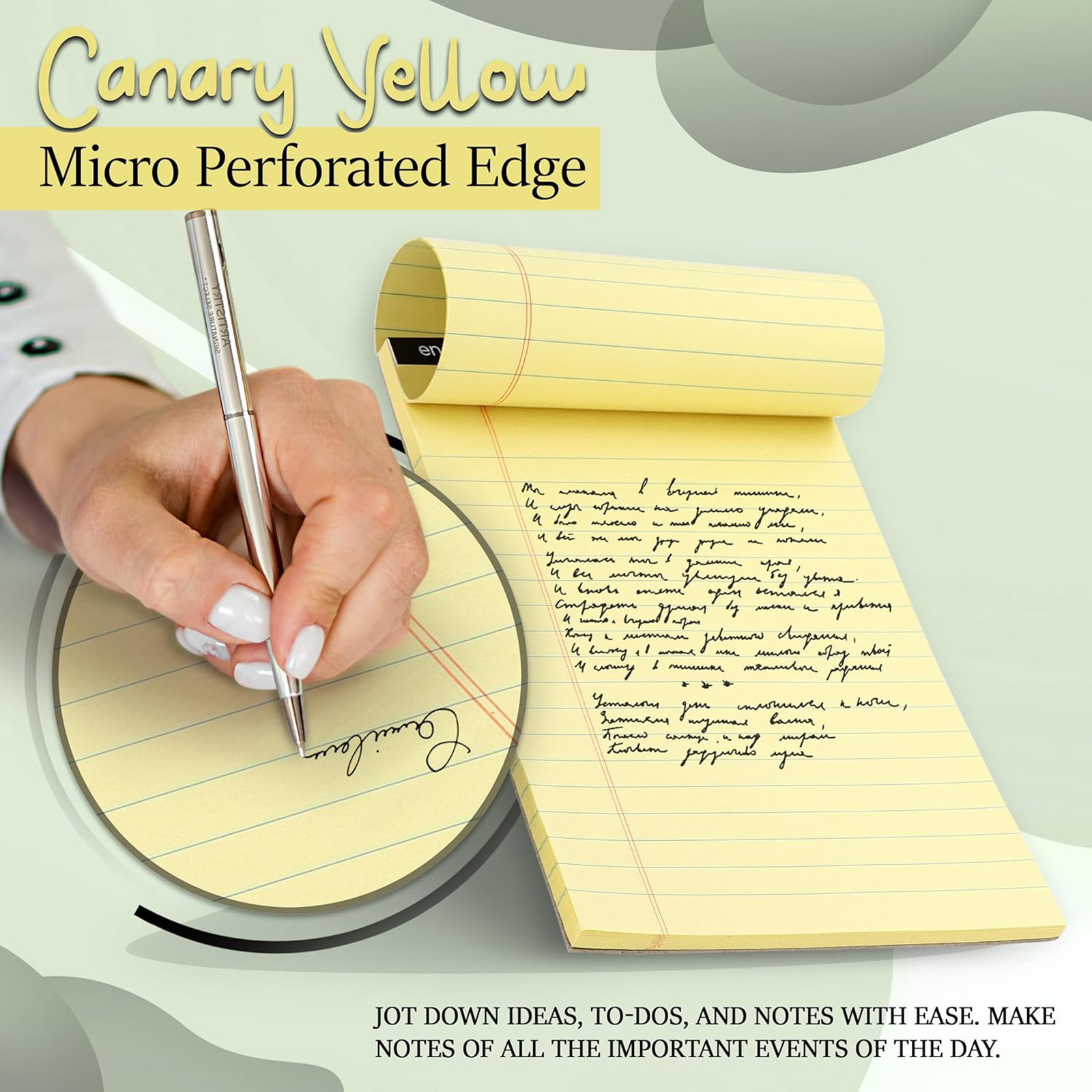 enday Legal Pad, 8-1/2" x 11", 50 Sheets, Canary, Pack of 12