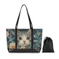 thumbnail image 7 of FORMRS Canvas Laptop Tote Bag for Women with 15.6" Computer Compartments Shoulder Handbag, Flowers Cat, 7 of 7