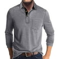 thumbnail image 2 of CCRFTGI Mens Long Sleeve Polo Shirts Casual Lapel Collared Shirts Classic Basic V-Neck Pullover Stylish Button T Shirts with Pocket Light Gray 2XL, 2 of 5