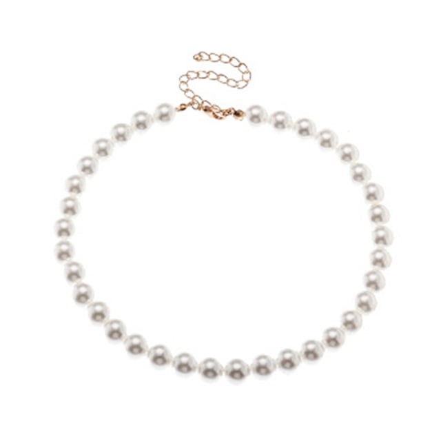 Flmtop Collier 1/5 Pcs Élégant Finition Soignée Bijoux Faux Perle Ronde Ras-du-Cou pour Usage Quotidien