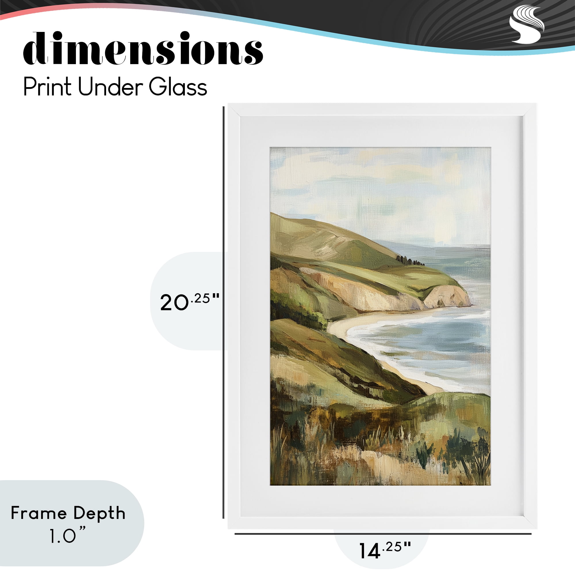 Stupell Industries Painted Cliffside By The Sea White Framed Print Under Glass, design by Petal Prints Design