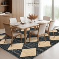 thumbnail image 2 of 9x12 Area Rug Washable Black Rugs for Living Room Dining Room Office Non Slip Neutral Area Rug Distressed Checkered Carpet Stain Resistant Farmhouse Floor Cover Black and Brown, 2 of 9