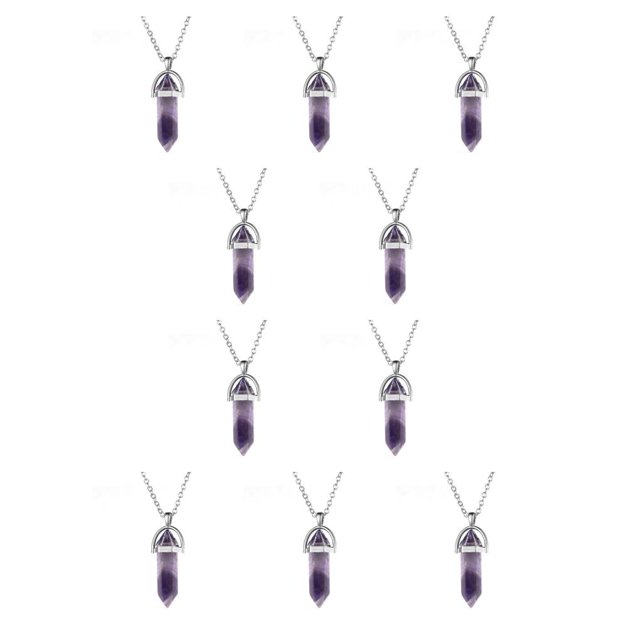 Jumpingount Abalorio de columna hexagonal exquisitos colgantes colgantes de vacaciones amuletos de cristal puntiagudos DIY collar decoraciones Violeta 10piezas Jumpingount CBP468223