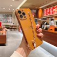 thumbnail image 2 of Dteck Case Compatible with iPhone 13 6.1" 2021 Release, TPU Shell Electroplated Frame & 3D Love Bracelet Wrist Chain Shockproof & Anti-drop Luxury Fashion Case for Girls & Women For iPhone 13, Brown, 2 of 6