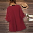 thumbnail image 6 of Endives Womens Linen Shirts 3/4 Length Sleeve Womens Shirt Blouses Spring Tops 2026 Beach Vacation Summer Wine, 6 of 7