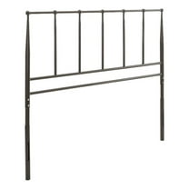 Pemberly Row Queen Contemporary Metal Headboard in Brown Finish