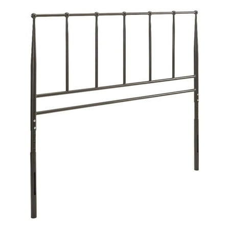 Pemberly Row Queen Contemporary Metal Headboard in Brown Finish