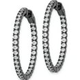 thumbnail image 2 of Sterling Silver Black Rhodium-Plated Cz In And Out Round Hoop Earrings (34 X 34) Made Vietnam qe7571b, 2 of 5