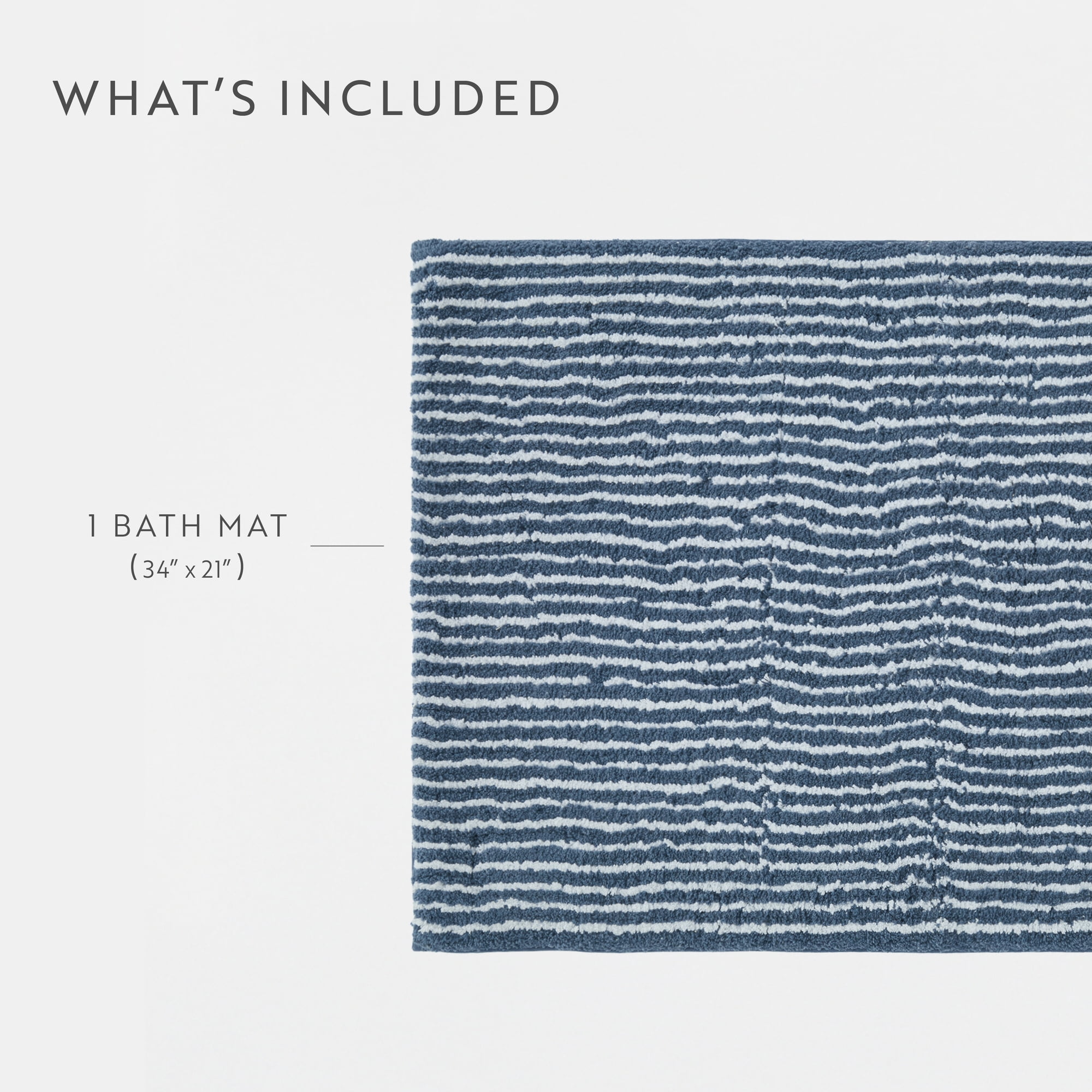 Noble Linens Pinstripe Cotton Bath Mat, 34 in x 21 in, Navy