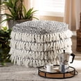thumbnail image 5 of Skyline Decor Black and Ivory Handwoven Wool Tassel Pouf Ottoman, 5 of 7