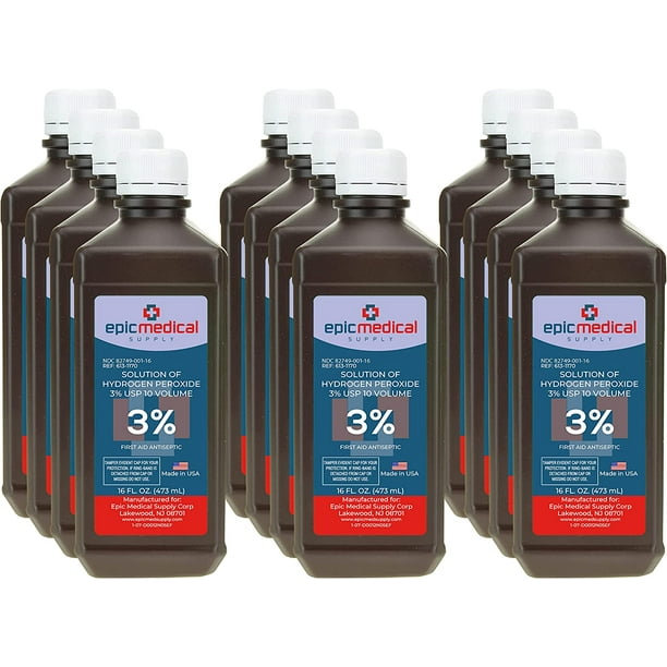 Epic Medical Supply Hydrogen Peroxide First Aid Antiseptic, 3 USP, 16