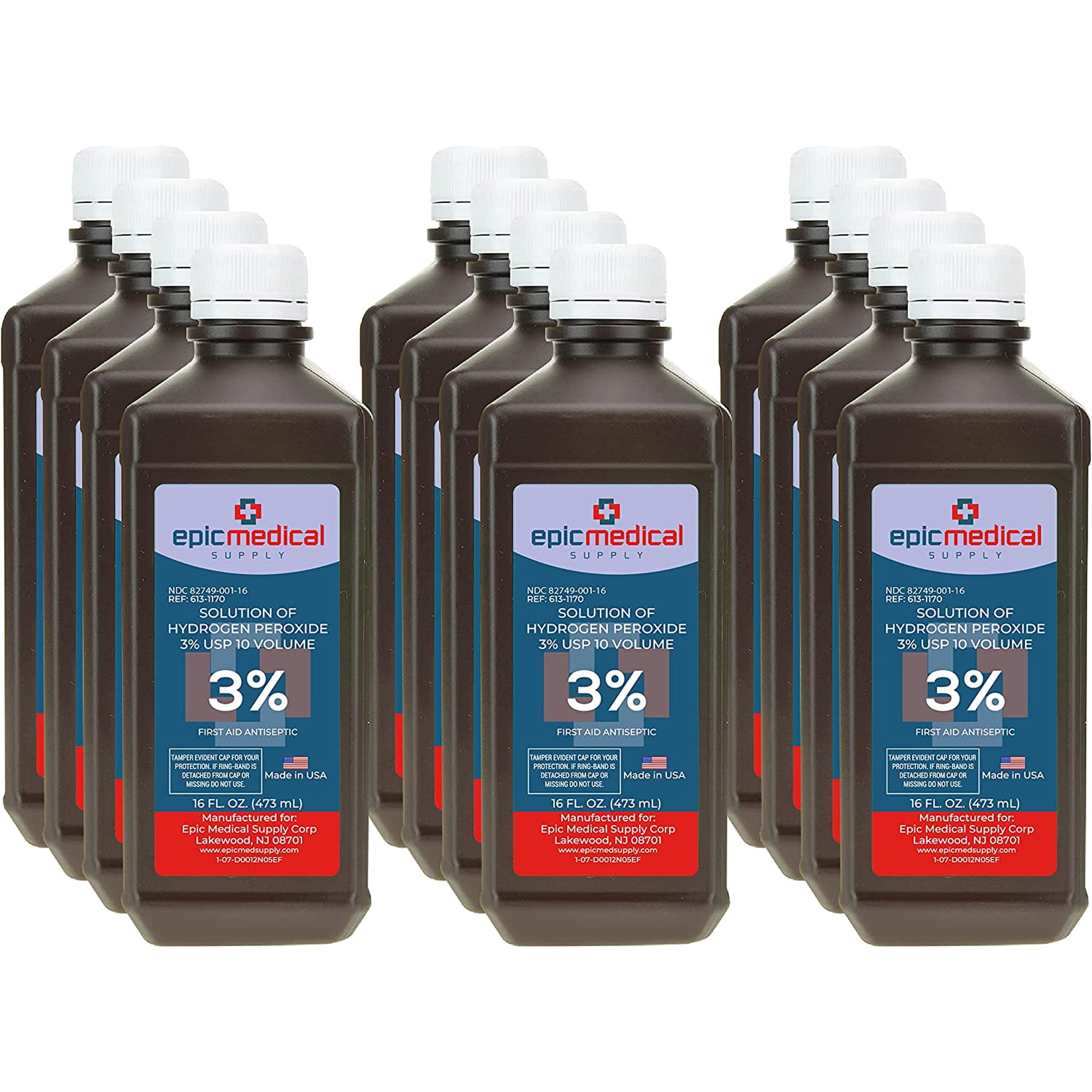 Epic Medical Supply Hydrogen Peroxide First Aid Antiseptic, 3% USP, 16 oz.