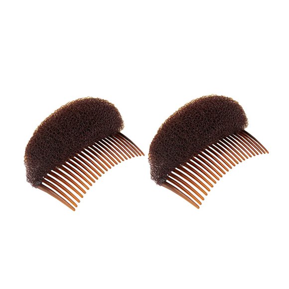 2 piezas encantadoras inserciones de volumen para aumentar el volumen, peine para el cabello, herramienta para hacer moños, base para el cabello, accesorios para mujeres, damas y niñas (marrón)