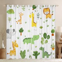 jejeloiu Cute Cartoon dinosaur Blackout Curtains,Zoo Animal Giraffe Curtains Pack of 2 (38x45 Each),Tropical Desert Plant Cactus Window Curtains For Kids Boys,Super Cozy Room Decor
