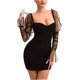 thumbnail image 1 of Sexy Sheer Mesh Sheer Bubble Club Vestido de mujer de manga larga Skinny Party Club Outfit (Negro) JAMW Sencillez, 1 of 5