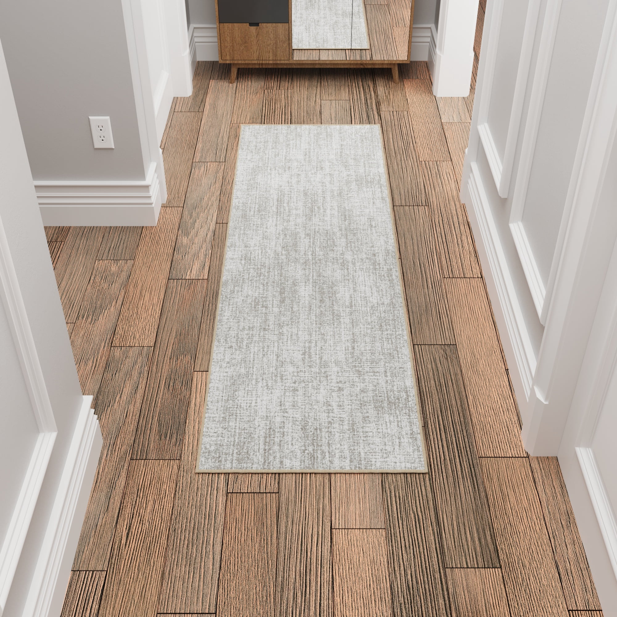 Ottomanson Non-Slip Washable Kitchen Runner Rug Mat for Hallway Durable Easy Care 1'10" x 6' Solid Beige