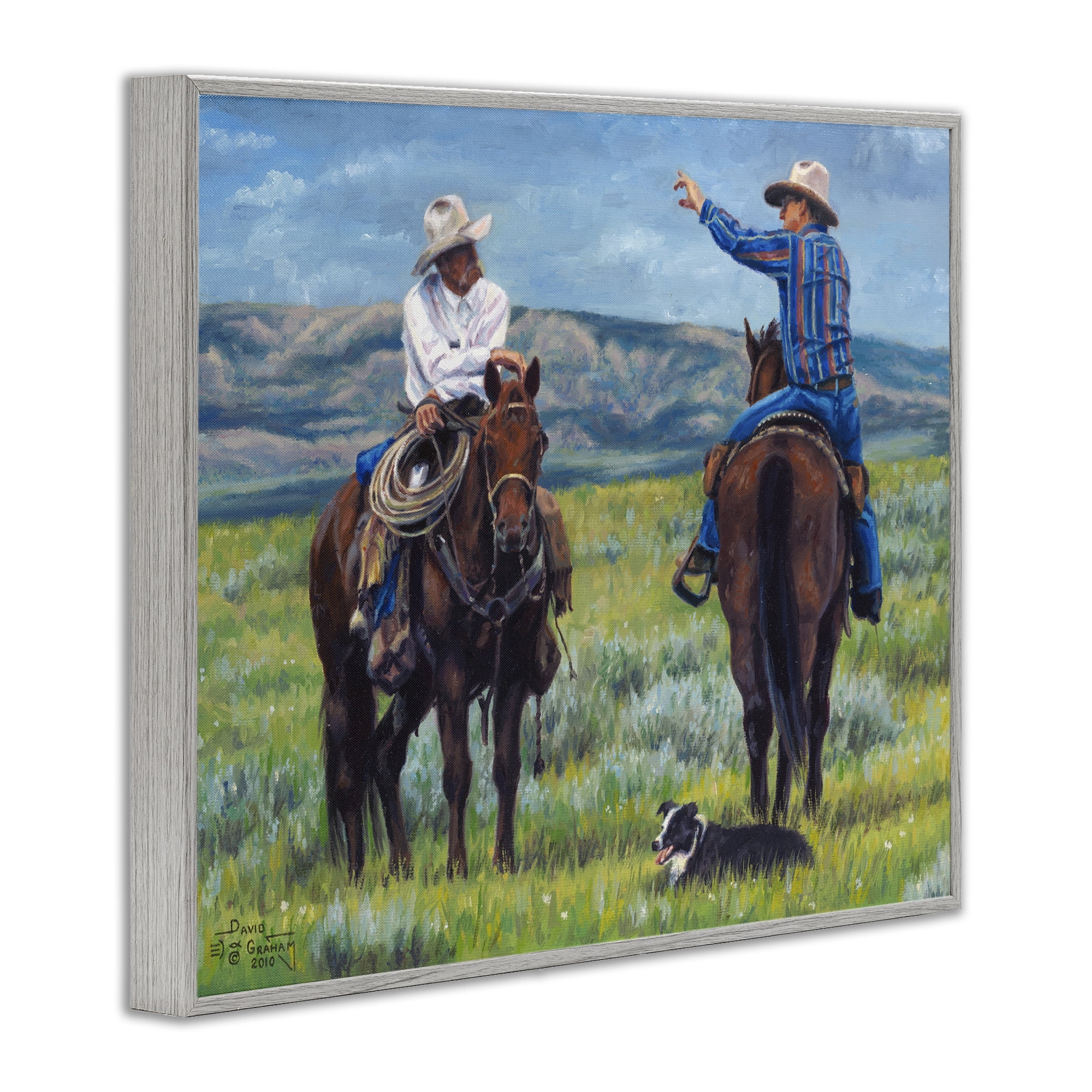 Stupell Industries Cowboy Logic Scene Animals & Insects Painting Gray Framed Art Print Wall Art, 20 x 16