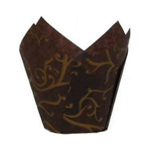Novacart Brown Scroll Tulip Baking Cup 200, 2-3/4" to 4" high