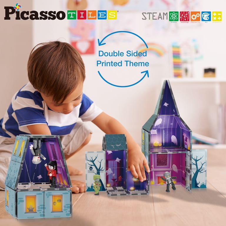 PICASSO TILES Haunted House Magnetic Tiles 56PCS STEM Construction