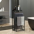 thumbnail image 3 of Toallero Independiente de 3 Niveles con Estante: Soporte Resistente para Secar Toallas para Baño, Lavadero y Dormitorio, Negro, 3 of 5