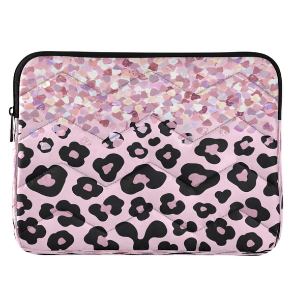 ALAZA Sparkling Glitter Leopard Pattern Laptop Sleeve Case for 13-14 Inch Computer Cover Bag Medium