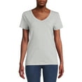 thumbnail image 3 of Time and Tru Women's Short Sleeve V-Neck Tee, 2-Pack, 3 of 5